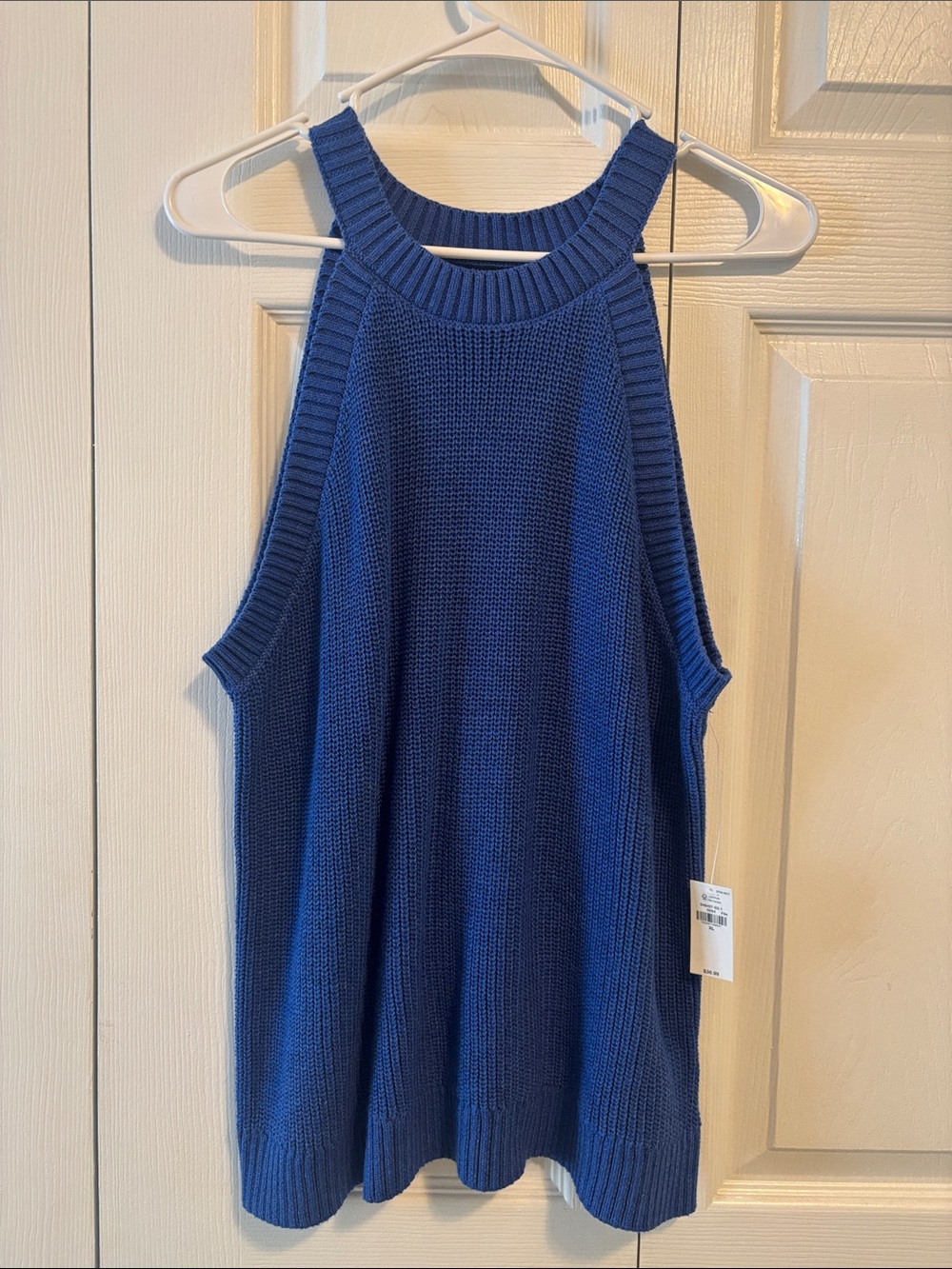 Blue Knit Halter Sweater Tank - Women